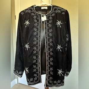 Sage Black Jacket with White Star Embroidery
